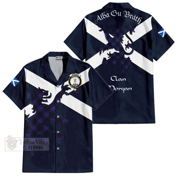 Morgan Tartan Lion Rampant Hawaiian Shirt Proudly Display Your Heritage with Alba Gu Brath and Clan Name Kid - Tartan Vibes Clothing