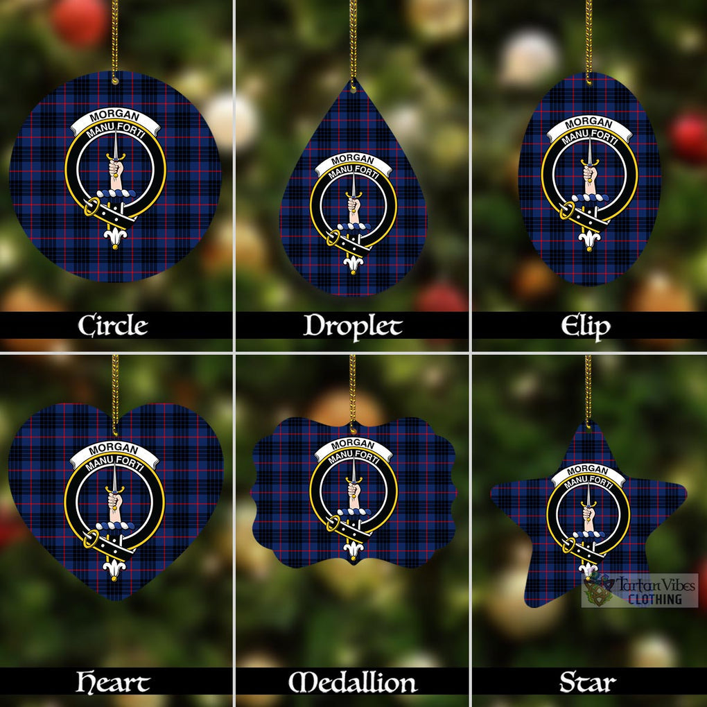 Morgan Tartan Christmas Aluminium Ornament with Family Crest Aluminium - Tartan Vibes Clothing