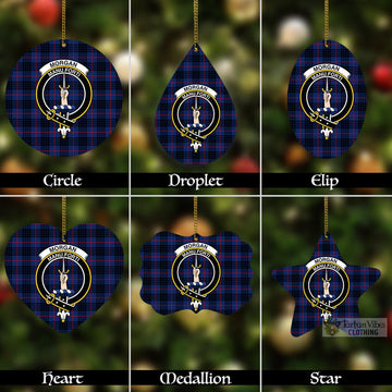 Morgan Tartan Christmas Aluminium Ornament with Family Crest Aluminium - Tartan Vibes Clothing