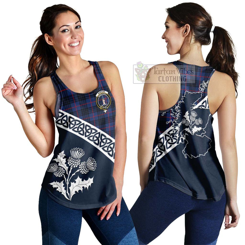 Morgan Tartan Women's Racerback Tanks Featuring Thistle and Scotland Map 4XL - Tartan Vibes Clothing