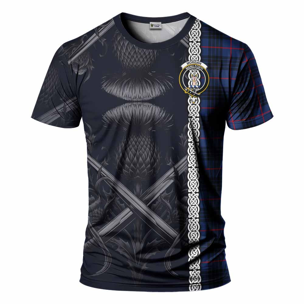 Morgan Tartan T-Shirt with Family Crest Cross Sword Thistle Celtic Vibes Kid's Shirt - Tartan Vibes Clothing