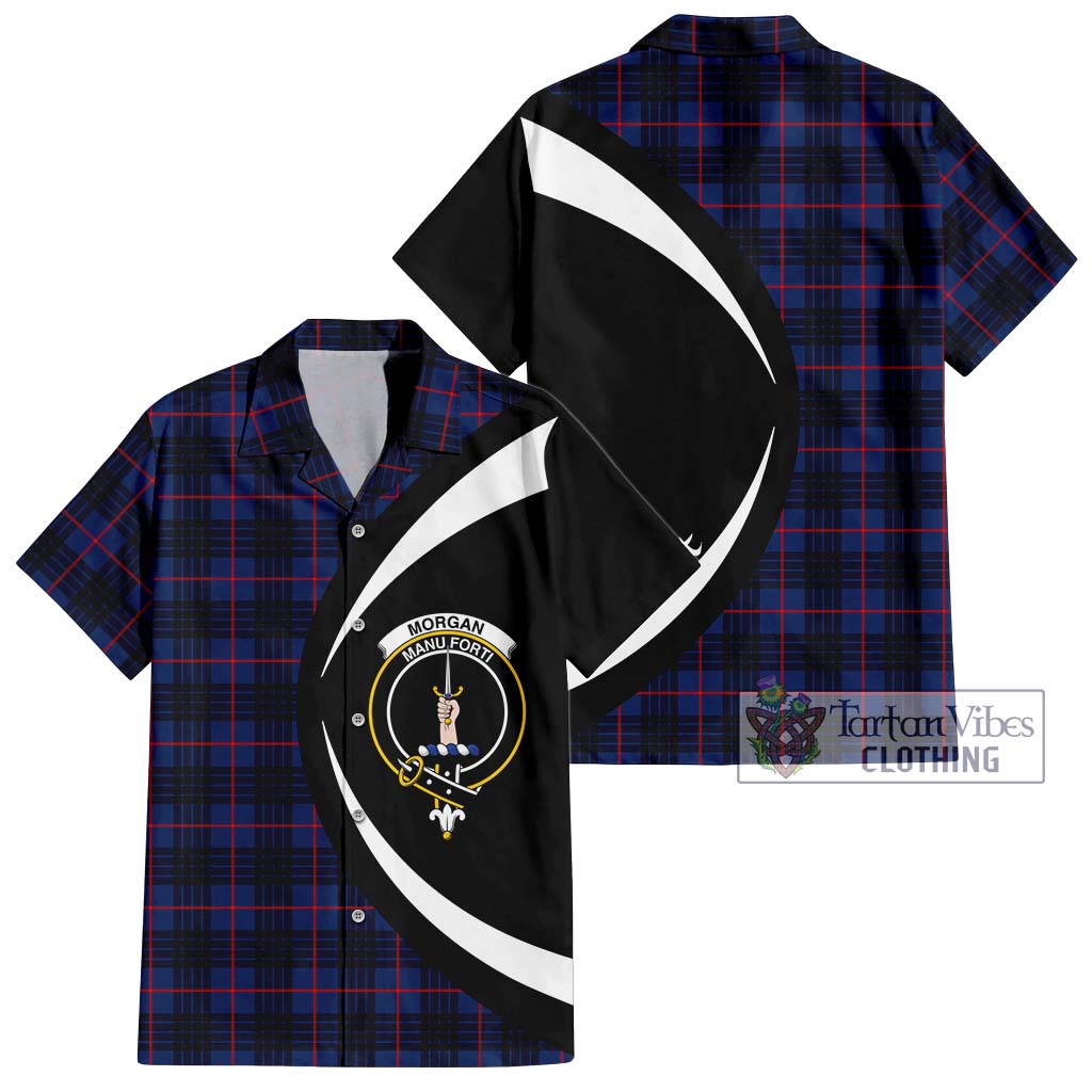 Morgan Tartan Hawaiian Shirt with Family Crest Circle Style Kid - Tartan Vibes Clothing