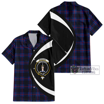 Morgan Tartan Hawaiian Shirt with Family Crest Circle Style