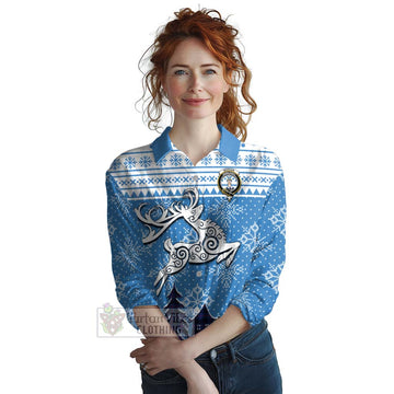 Morgan Clan Christmas Women's Casual Shirt Celtic Reindeer Style Female - Tartan Vibes Clothing