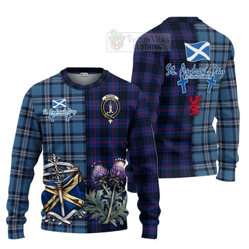 Morgan Tartan Knitted Sweater Happy St. Andrew's Day Half Tartan Style Unisex - Tartan Vibes Clothing