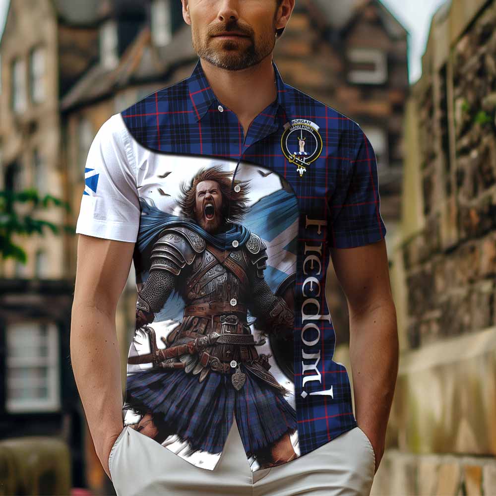 Morgan Crest Tartan Hawaiian Shirt Inspired by the Freedom of Scottish Warrior Kid - Tartan Vibes Clothing