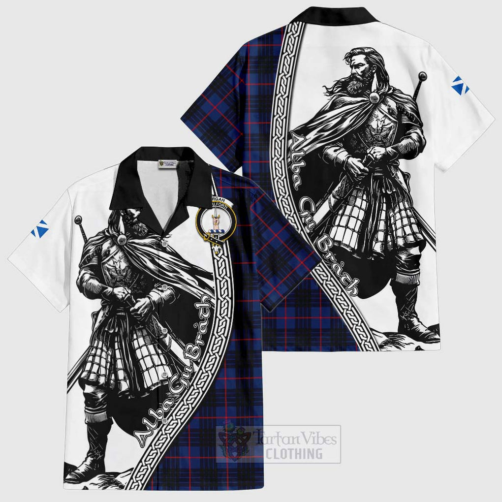 Morgan Tartan Clan Crest Hawaiian Shirt with Highlander Warrior Celtic Style Kid - Tartan Vibes Clothing
