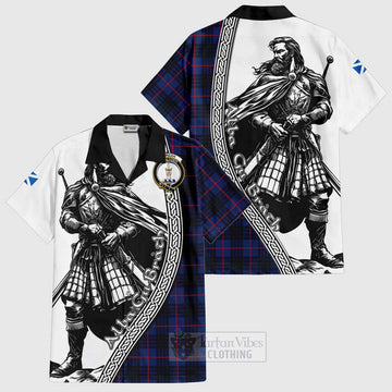 Morgan Tartan Clan Crest Hawaiian Shirt with Highlander Warrior Celtic Style Kid - Tartan Vibes Clothing