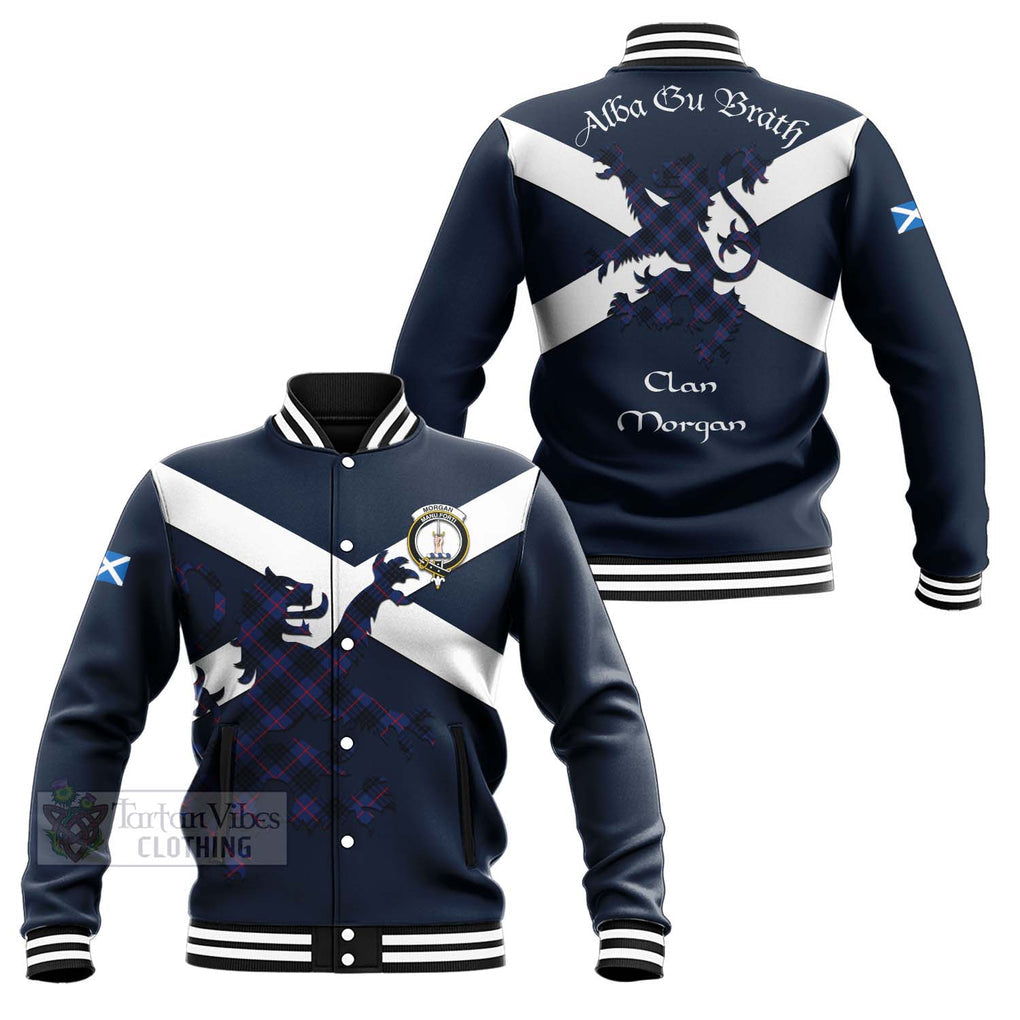Morgan Tartan Lion Rampant Baseball Jacket Proudly Display Your Heritage with Alba Gu Brath and Clan Name Unisex - Tartan Vibes Clothing