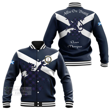 Morgan Tartan Lion Rampant Baseball Jacket Proudly Display Your Heritage with Alba Gu Brath and Clan Name Unisex - Tartan Vibes Clothing