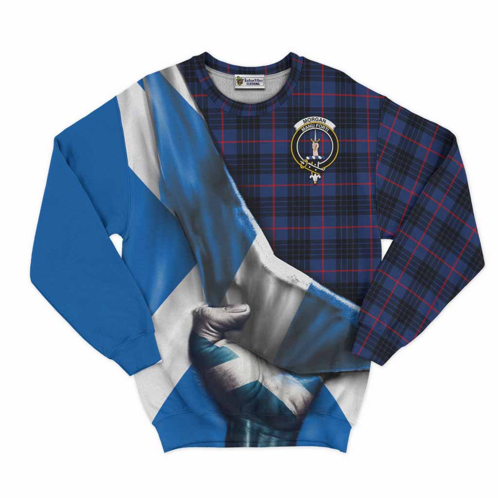 Morgan Tartan Sweatshirt with Family Crest Scotland Patriotic Style Unisex - Tartan Vibes Clothing