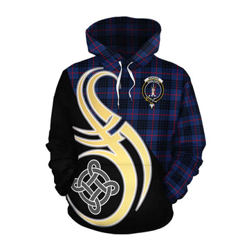 Morgan Tartan Cotton Hoodie with Family Crest and Celtic Symbol Style Pullover Hoodie XS - Tartan Vibes Clothing
