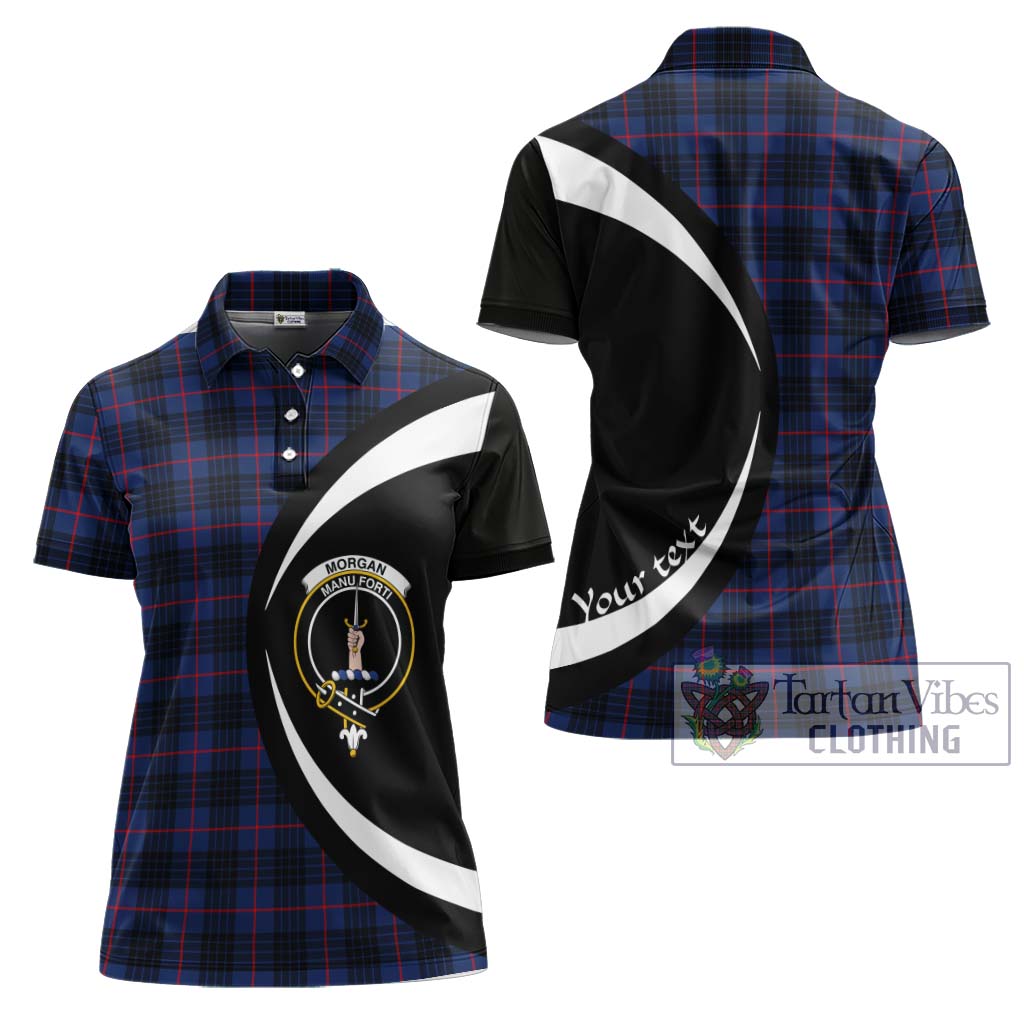 Morgan Tartan Women's Polo Shirt with Family Crest Circle Style Women - Tartan Vibes Clothing