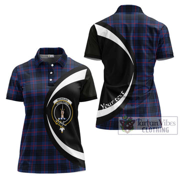 Morgan Tartan Women's Polo Shirt with Family Crest Circle Style
