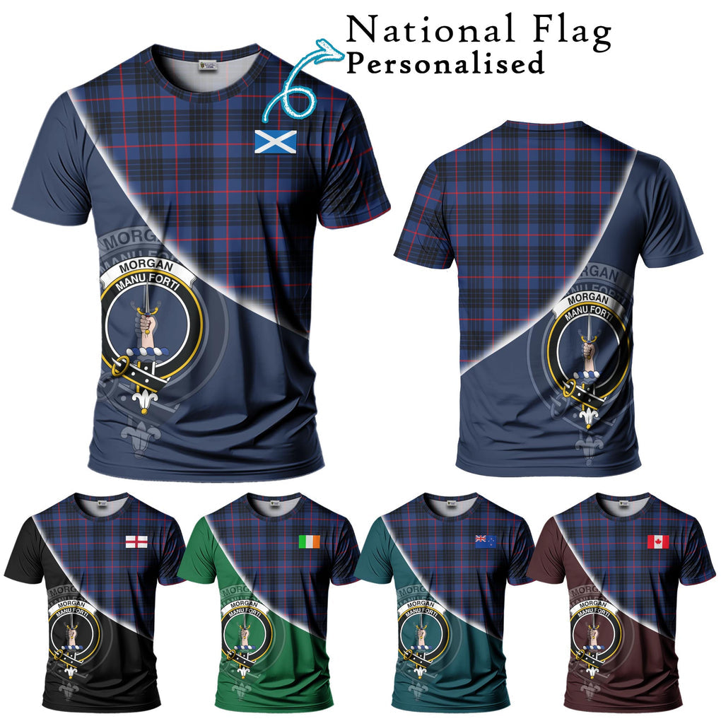 Morgan Tartan T-Shirt with Personalised National Flag and Family Crest Half Style Kid's Shirt - Tartan Vibes Clothing