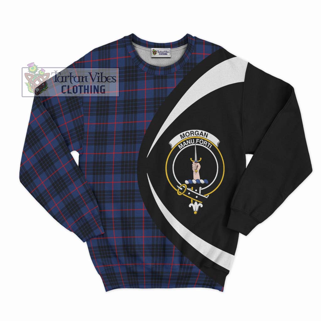 Morgan Tartan Sweatshirt with Family Crest Circle Style Unisex - Tartan Vibes Clothing