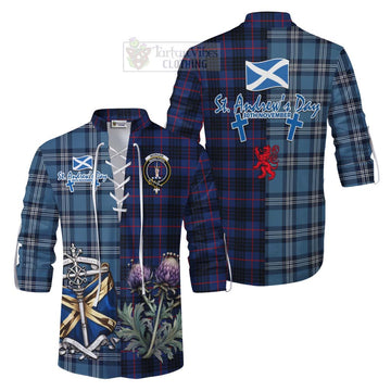 Morgan Tartan Ghillie Kilt Shirt Happy St. Andrew's Day Half Tartan Style Men - Tartan Vibes Clothing