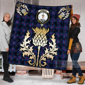Tartan Vibes Clothing Morgan Tartan Quilt with Family Crest and Golden Thistle Style