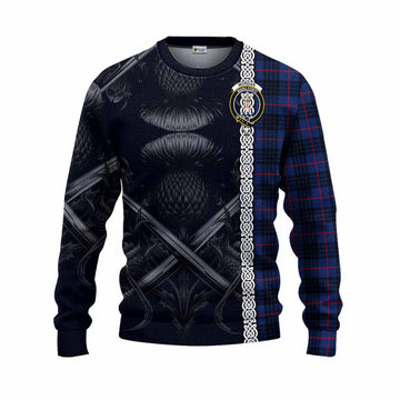 Morgan Tartan Knitted Sweater with Family Crest Cross Sword Thistle Celtic Vibes Unisex - Tartan Vibes Clothing