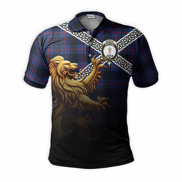 Morgan Crest Tartan Polo Shirt with Golden Lion Emblem Celtic Style Kid - Tartan Vibes Clothing