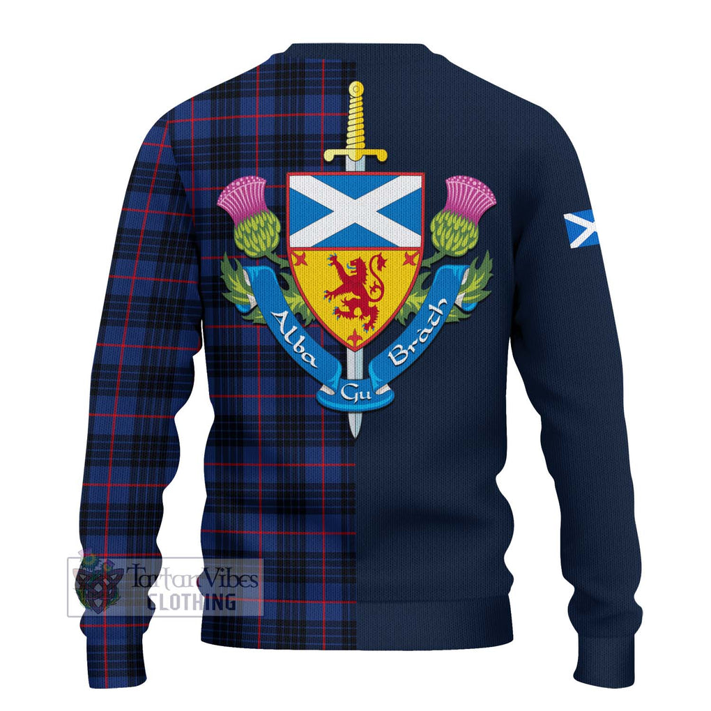 Morgan Tartan Ugly Sweater Alba with Scottish Lion Royal Arm Half Style - Tartan Vibes Clothing