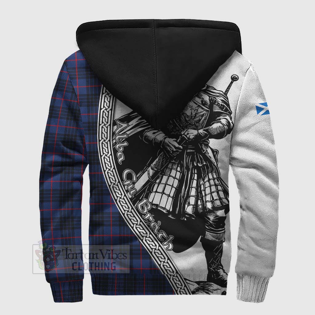 Morgan Tartan Clan Crest Sherpa Hoodie with Highlander Warrior Celtic Style - Tartan Vibes Clothing