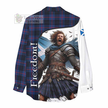 Tartan Vibes Clothing Morgan Crest Tartan Women's Casual Shirt Inspired by the Freedom of Scottish Warrior
