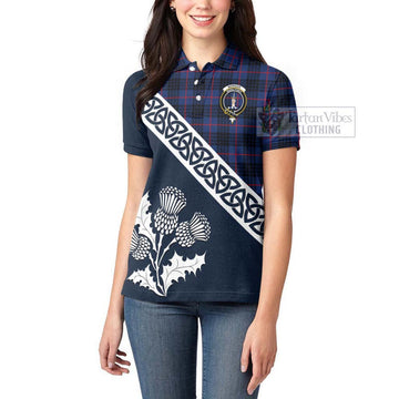 Morgan Tartan Women's Polo Shirt Featuring Thistle and Scotland Map - Tartanvibesclothing Store