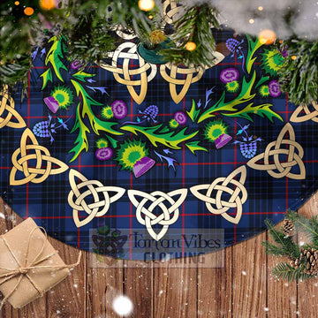 Tartan Vibes Clothing Morgan Tartan Christmas Tree Skirt with Thistle Celtic Knot Style