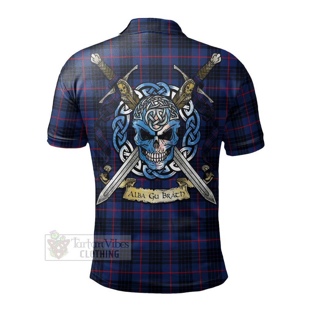 Morgan Tartan Polo Shirt with Family Crest Celtic Skull Style - Tartan Vibes Clothing