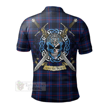 Morgan Tartan Polo Shirt with Family Crest Celtic Skull Style - Tartan Vibes Clothing