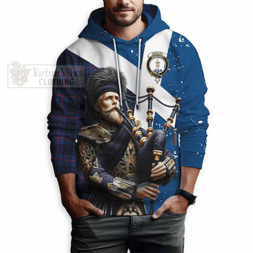 Morgan Tartan Hoodie with Family Crest Scottish Bagpiper Vibes - Tartan Vibes Clothing