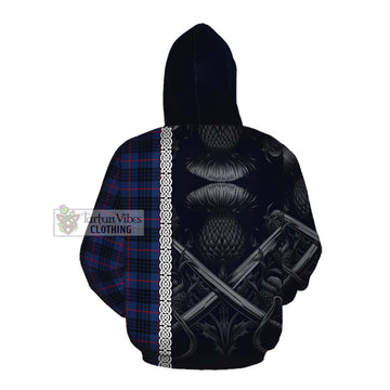 Morgan Tartan Cotton Hoodie with Family Crest Cross Sword Thistle Celtic Vibes Pullover Hoodie - Tartan Vibes Clothing