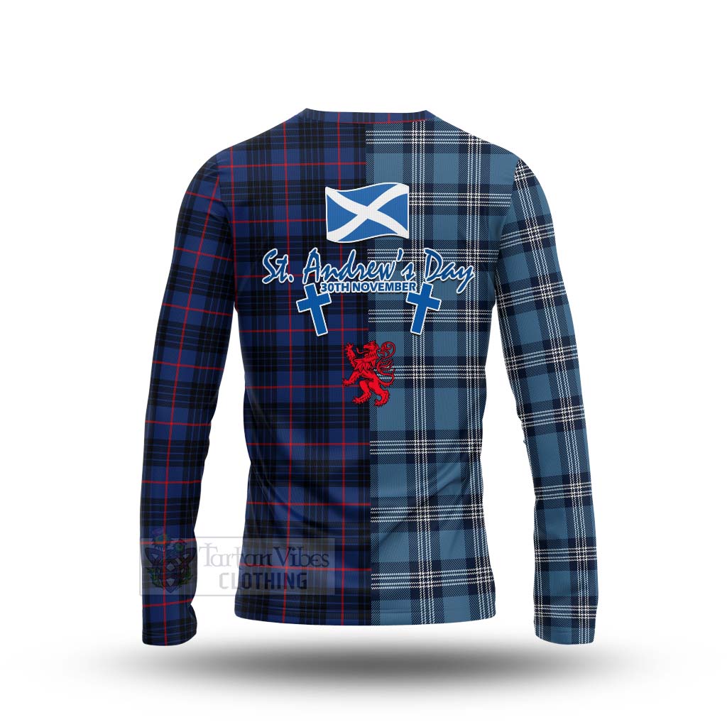 Morgan Tartan Long Sleeve T-Shirt Happy St. Andrew's Day Half Tartan Style - Tartan Vibes Clothing