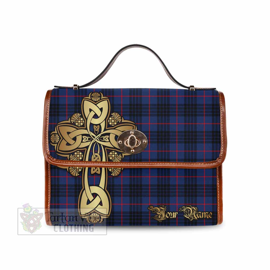 Tartan Vibes Clothing Morgan Tartan Waterproof Canvas Bag Golden Thistle Celtic Cross Style