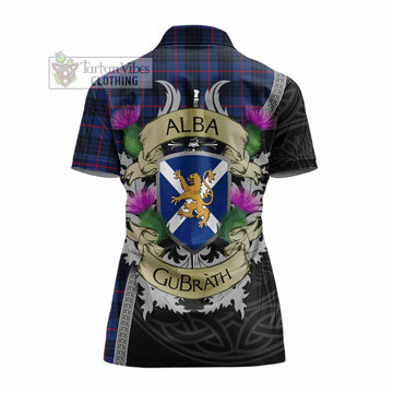 Morgan Tartan Family Crest Women's Polo Shirt Lion Rampant Royal Thistle Shield Celtic Inspired - Tartan Vibes Clothing
