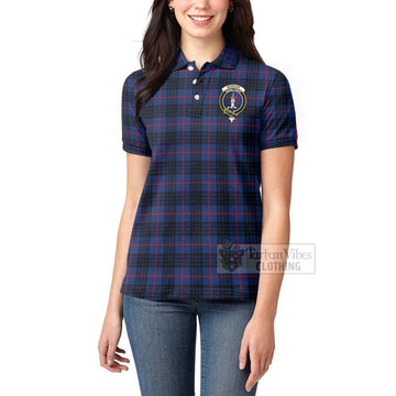 Morgan Tartan Women's Polo Shirt with Family Crest Celtic Skull Style - Tartan Vibes Clothing