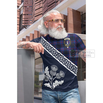 Morgan Tartan Cotton T-shirt Featuring Thistle and Scotland Map Men's Shirt - Tartan Vibes Clothing