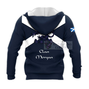 Morgan Tartan Lion Rampant Knitted Hoodie Proudly Display Your Heritage with Alba Gu Brath and Clan Name - Tartan Vibes Clothing