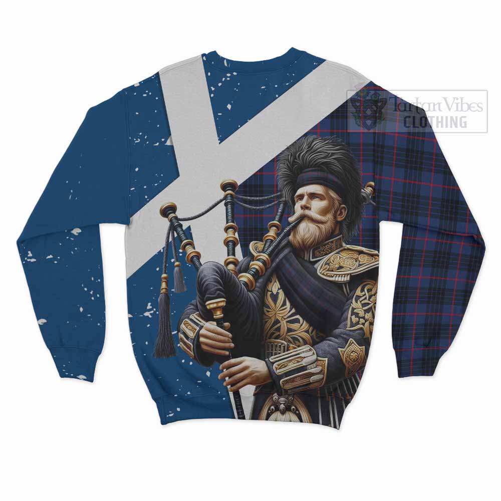 Morgan Tartan Sweatshirt with Family Crest Scottish Bagpiper Vibes - Tartan Vibes Clothing