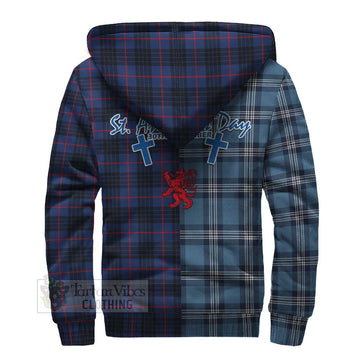 Morgan Tartan Sherpa Hoodie Happy St. Andrew's Day Half Tartan Style - Tartan Vibes Clothing