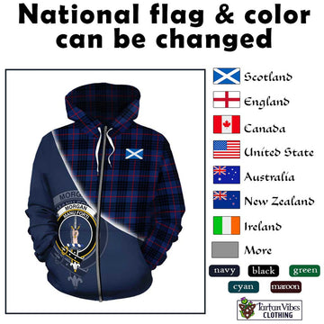Morgan Tartan Hoodie with Personalised National Flag and Family Crest Half Style - Tartan Vibes Clothing