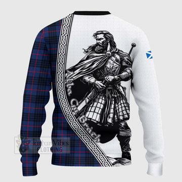 Morgan Tartan Clan Crest Knitted Sweater with Highlander Warrior Celtic Style - Tartan Vibes Clothing