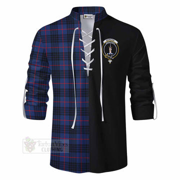Morgan Tartan Ghillie Kilt Shirt with Family Crest and Half Of Me Style - Tartan Vibes Clothing