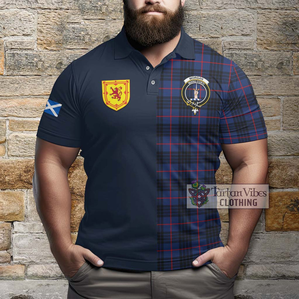 Morgan Tartan Polo Shirt Alba with Scottish Lion Royal Arm Half Style - Tartan Vibes Clothing