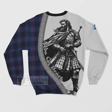 Morgan Tartan Clan Crest Sweatshirt with Highlander Warrior Celtic Style - Tartan Vibes Clothing