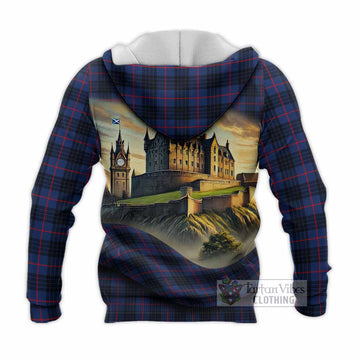 Morgan Tartan Family Crest Knitted Hoodie with Scottish Ancient Castle Style - Tartan Vibes Clothing