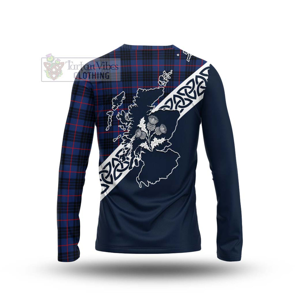 Morgan Tartan Long Sleeve T-Shirt Featuring Thistle and Scotland Map - Tartan Vibes Clothing