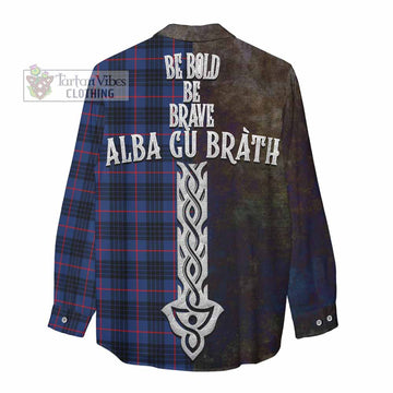 Morgan Tartan Family Crest Women's Casual Shirt Alba Gu Brath Be Brave Lion Ancient Style