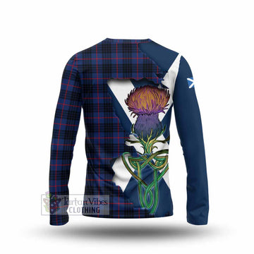 Tartan Vibes Clothing Morgan Tartan Family Crest Long Sleeve T-Shirt Scottish Thistle Celtic Inspired